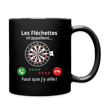 Les fléchettes m'appellent faut que j'y aille - Mug uni - noir - Droite