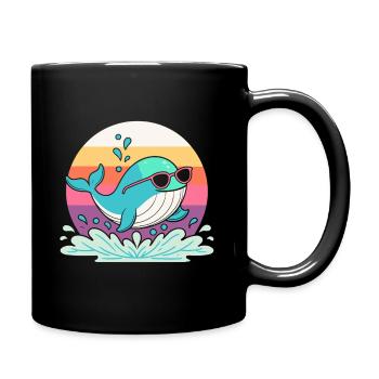 Whale Surf Retro Rainbow - Tasse einfarbig - Schwarz - Rechts