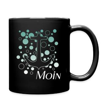 Anker mit Blasen Moin Design - Tasse einfarbig - Schwarz - Rechts