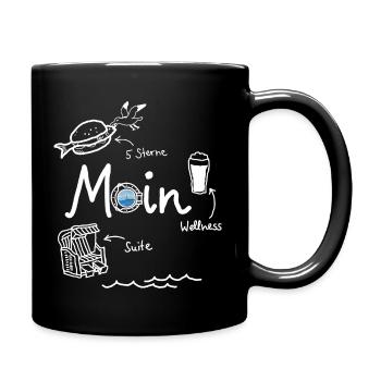 MOIN Luxus Urlaub ironisch minimalistisch Meer - Tasse einfarbig - Schwarz - Rechts