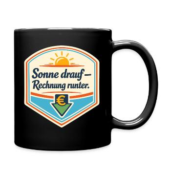 Sonnen Sparbadge – Rechnung runter - Tasse einfarbig - Schwarz - Rechts