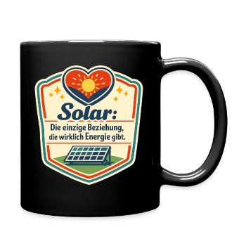 Solarliebe: Energie durch Liebe - Tasse einfarbig - Schwarz - Rechts