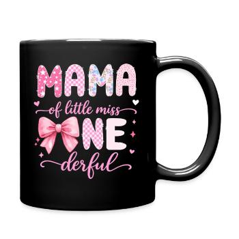Mama of Little Miss Onederful 1st Birthday Design - Full Colour Mug - black - Right