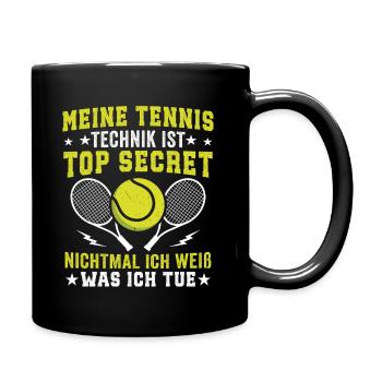 Meine Tennis Technik Is Top Secret  - Tasse einfarbig - Schwarz - Rechts