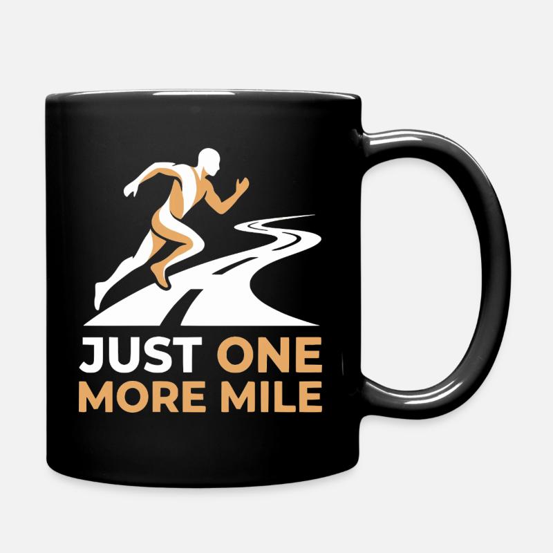 Just One More Mile Running Motif - Full Colour Mug - black