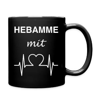Hebamme mit Herz - Tasse einfarbig - Schwarz - Rechts