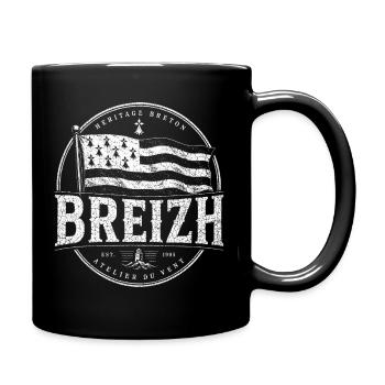 Breizh Drapeau Breton Héritage Vintage Maritime - Mug uni - noir - Droite