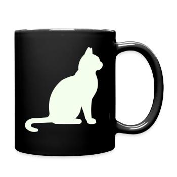 Moonlit Night Cat Silhouette - Full Colour Mug - black - Right