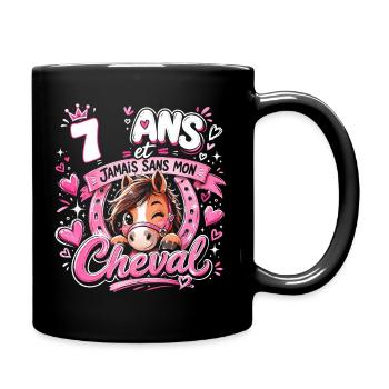 Cheval 7 Ans Anniversaire Fille Poney - Mug uni - noir - Droite