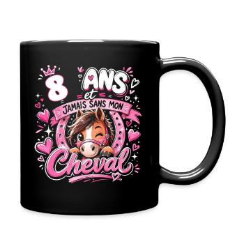 Cheval 8 Ans Anniversaire Fille Poney - Mug uni - noir - Droite