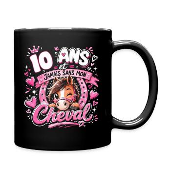 Cheval 10 Ans Anniversaire Fille Poney - Mug uni - noir - Droite