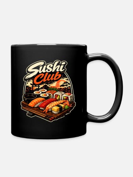 Club de sushi design de la cuisine japonaise - Mug uni - noir
