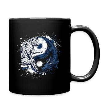 Drache Tiger Yin Yang - Tasse einfarbig - Schwarz - Rechts