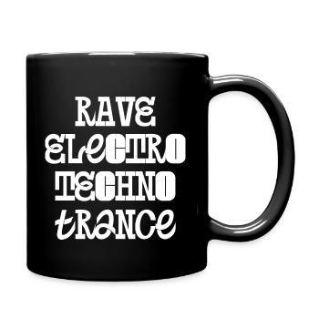 Rave Electro Techno Trance music - Full Colour Mug - black - Right