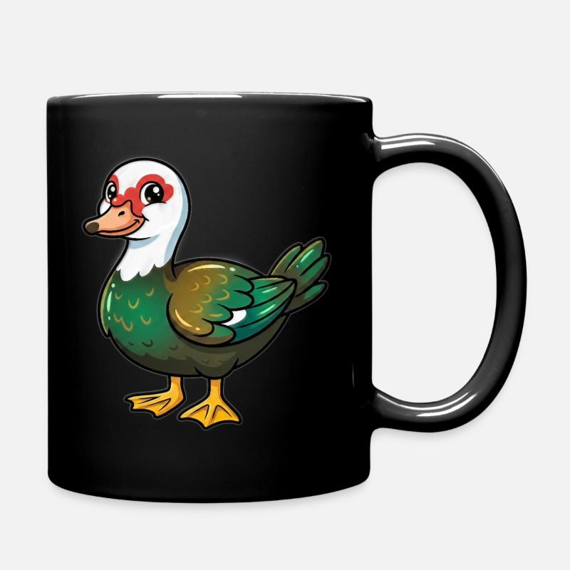 Bunte Cartoon-Ente - Tasse einfarbig - Schwarz