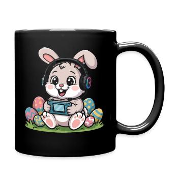 Joyeuse Pâques, douce chasse aux œufs du lapin, œufs de Pâques - Mug uni - noir - Droite