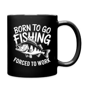 Geboren zum Angeln - Tasse einfarbig - Schwarz - Rechts