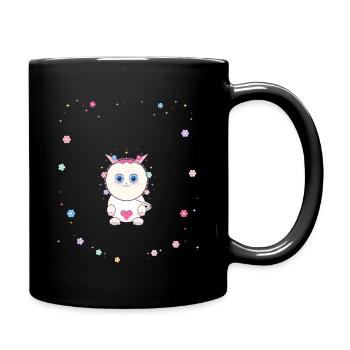 Le cœur de chat dans un cercle de fleurs - Mug uni - noir - Droite