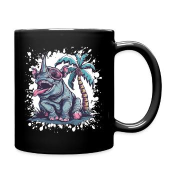 Nashorn Sommer Comic - Tasse einfarbig - Schwarz - Rechts