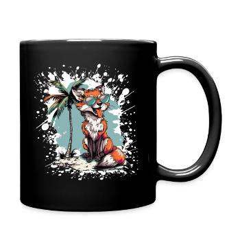 Fuchs Sommer Comic - Tasse einfarbig - Schwarz - Rechts