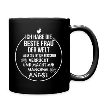 Beste Frau der Welt Verrückt Ehemann Spruch - Tasse einfarbig - Schwarz - Rechts