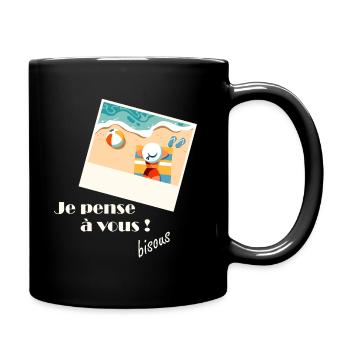 Je pense à vous sur la plage - Mug uni - noir - Droite