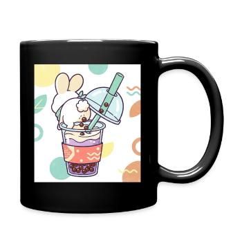 Bubble Tea Boba Drôle de Lapin mignon - Mug uni - noir - Droite