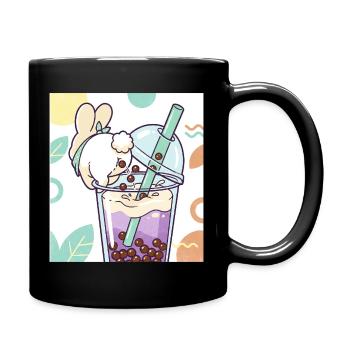Bubble Tea Boba Drôle de Lapin mignon - Mug uni - noir - Droite