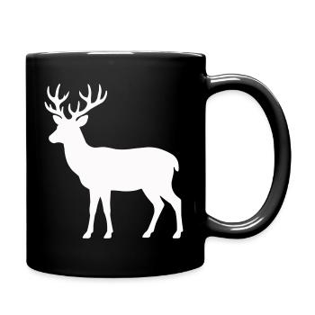 Silhouette de cerf clair de lune - Mug uni - noir - Droite