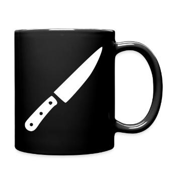 Messer Küchenmesser Koch kochen Geschenk Köchin - Tasse einfarbig - Schwarz - Rechts