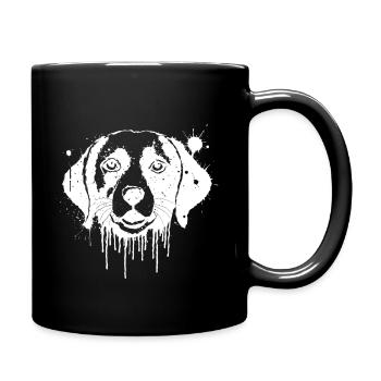 Chien Beagle éclaboussé en dripping blanc - Mug uni - noir - Droite