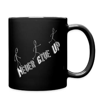 Never give up, saying run on stick figure - Full Colour Mug - black - Right