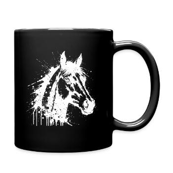 Tête de Cheval Paint Splash Blanc - Mug uni - noir - Droite