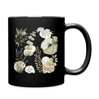 Natürliche Aquarellbotanik - Tasse einfarbig - Schwarz - Rechts