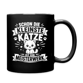 Schon die kleinste Katze ist ein Meisterwerk - Tasse einfarbig - Schwarz - Rechts