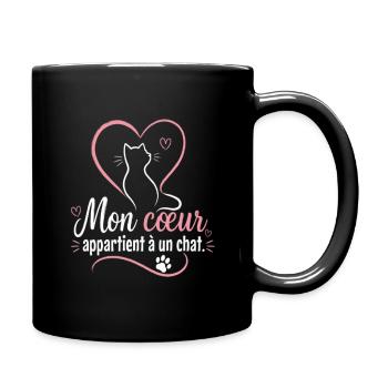 Mon cœur appartient à un chat - Mug uni - noir - Droite