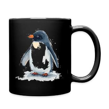 Watercolor penguin in the jump - Full Colour Mug - black - Right