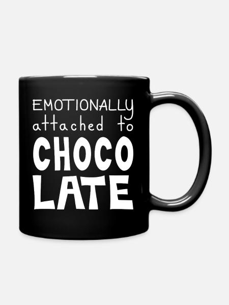 Emotionally Attached To Chocolate, White - Full Colour Mug - black