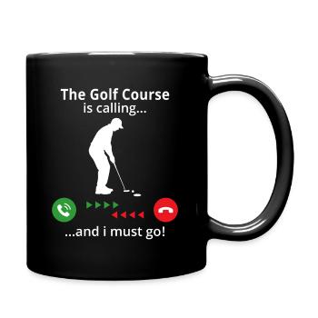 The Golf Course is calling and i must go! golfer - Full Colour Mug - black - Right