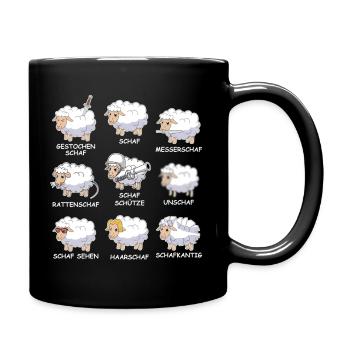 Unschaf & Co. – Lustige Schaf Wortspiele - Tasse einfarbig - Schwarz - Rechts