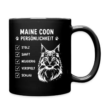 Maine Coon Persönlichkeit Shirt - Tasse einfarbig - Schwarz - Rechts