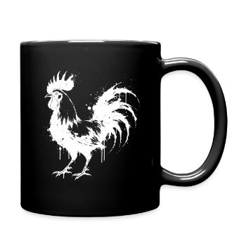 Coq abstrait encre blanche splatter - Mug uni - noir - Droite