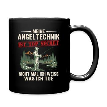 meine angeltechnικ ist top secret  - Angeln Angler - Tasse einfarbig - Schwarz - Rechts