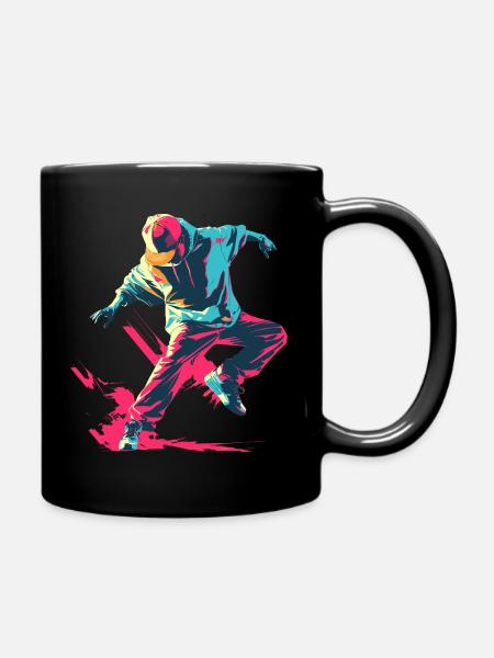 B-Boy Cartoon Stil - Tasse einfarbig - Schwarz