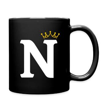 N Monogramm mit Krone - Tasse einfarbig - Schwarz - Rechts