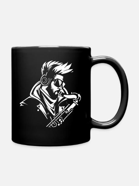Saxophonist Skizze - Tasse einfarbig - Schwarz