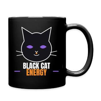 Black Cat Energy Funny Halloween Cat - Tasse einfarbig - Schwarz - Rechts