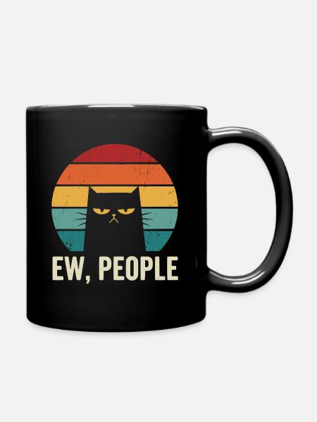 Ew People Retro Cat - Tasse einfarbig - Schwarz