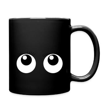 Süße Augen Wimpern - Tasse einfarbig - Schwarz - Rechts