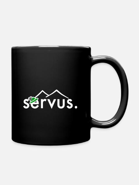 servus Berge wandern - Tasse einfarbig - Schwarz